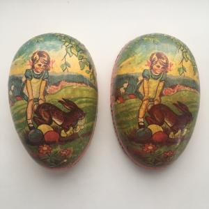 Яйцо пасхальное до 1917   Папье маше, Девочка с зайчиком