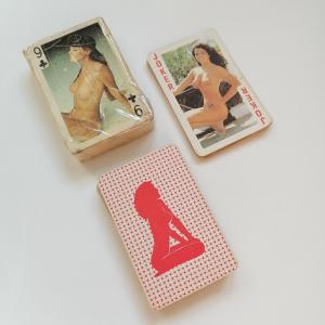 Карты игральные   с голыми девушками, колода, 54 карты, следы эксплуатации