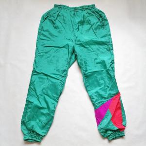 Штаны спортивные 90-ых   зелено-красно-розовые на резинках с карманами, 13 фото
