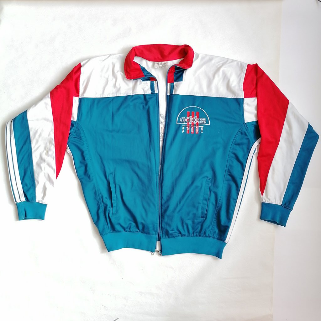 Олимпийка из 90-ых бирюзово-красно-белая, Adidas sport, размер XXL, 19 фото