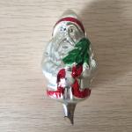Ёлочная игрушка СССР   на прищепке, Дед мороз с елкой, скол трубки, 4 фото