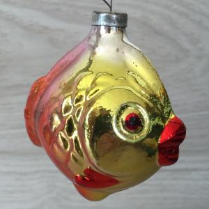Ёлочная игрушка СССР   Подвеска, Рыбка, стекло, 4 фото
