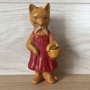 Резиновая игрушка СССР   Лиса, лисица с корзиной, пищалка, 13 см