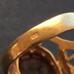 Женский перстень СССР   кольцо с камнем, красное стекло, клеймо, МК8