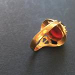 Женский перстень СССР   кольцо с камнем, красное стекло, клеймо, МК8