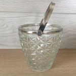 Конфетница СССР   ваза, вазочка, с ручкой, прессованное стекло, 11,5х11,5 см