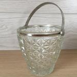 Конфетница СССР   ваза, вазочка, с ручкой, прессованное стекло, 11,5х11,5 см
