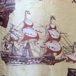 Головной платок   полиэстер, морская тематика, корабль, 64х64 см