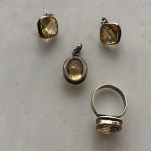 Набор бижутерии СССР   серьги, кулон и кольцо, 925, возможно серебро, 14,4 гр