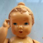 Кукла времен СССР  ОХК девочка, пупс, в шапочке с помпоном, Целлулоид, 30 см