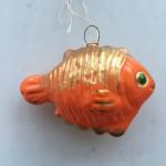 Ёлочная игрушка СССР   Подвеска, золотая рыбка, стекло, 3 фото