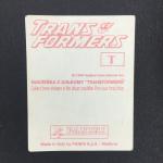 Наклейка для альбома 1996 Panini Panini, TransFormers Generation 2, номер T, прозрачная