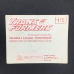 Наклейка для альбома 1996 Panini Panini, TransFormers Generation 2, номер 115