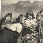 Дореволюционная гравюра 1895  Парижские птицы, Анджело Далль Ока Бьянка
