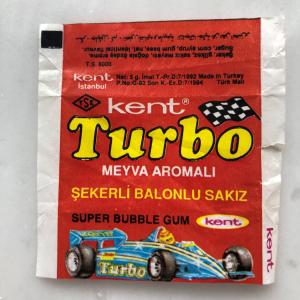 Обертка от жевательной резинки 1992 Kent из 90-ых Kent Turbo Турбо 07/1992-07/1994