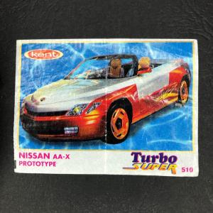 Вкладыш от жевательной резинки   из 90-ых, номер 510, Turbo Super, kent, Турбо, супер