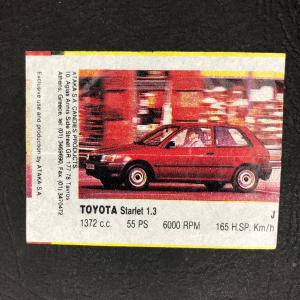 Вкладыш от жевательной резинки   из 90-ых, Turbo ataka, Греция, Toyota Starlet 1.3