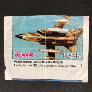 Вкладыш от жевательной резинки  Ulker из 90-ых, номер 1 Lazer, Ulker, Военная техника, Big