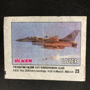 Вкладыш от жевательной резинки  Ulker из 90-ых, номер 23 Lazer, Ulker, Военная техника, Big