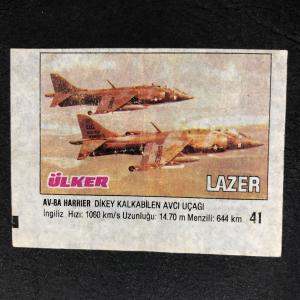 Вкладыш от жевательной резинки  Ulker из 90-ых, номер 41 Lazer, Ulker, Военная техника, Big