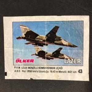 Вкладыш от жевательной резинки  Ulker из 90-ых, номер 43 Lazer, Ulker, Военная техника, Big