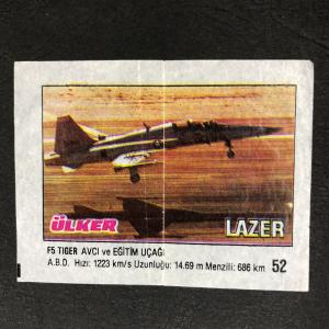 Вкладыш от жевательной резинки  Ulker из 90-ых, номер 52 Lazer, Ulker, Военная техника, Big