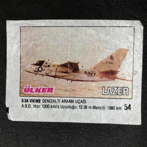 Вкладыш от жевательной резинки  Ulker из 90-ых, номер 54 Lazer, Ulker, Военная техника, Big