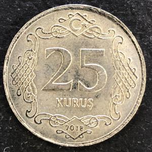 Монета иностранная 2018  25 курушей, Турецкая Республика, Турция