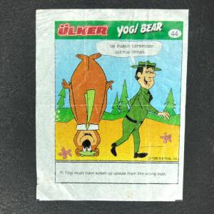 Вкладыш от жевательной резинки  Ulker из 90-ых, 44, Yogi bear, ULKER, комикс про медведя