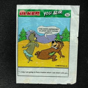 Вкладыш от жевательной резинки  Ulker из 90-ых, 58, Yogi bear, ULKER, комикс про медведя