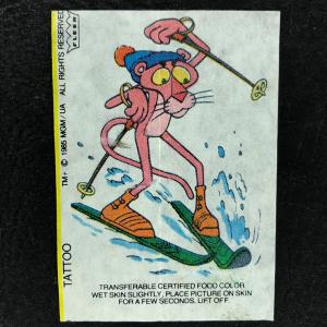 Вкладыш от жевательной резинки 1985  Pink panther, Fleer, Розовая пантера, тату, tattoos