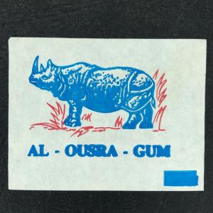 Вкладыш от жевательной резинки   AL OUSRA GUM, полоска, носорог, редкая, Сирия