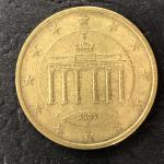 Монета иностранная 2002  50 евроцентов, Германия, отметка монетного двора С