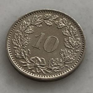 Монета иностранная 2002  10 раппенов, Швейцария