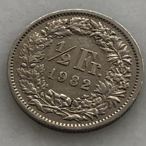 Монета иностранная 1986  1/2 Франка, 50 раппен, Швейцария