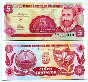 Банкнота иностранная 1991  Никарагуа, 5 центаво
