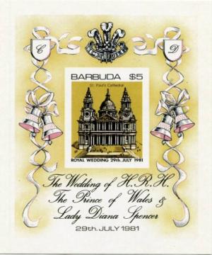 Блок иностранных марок 1981  Свадьба принца Чарльза и леди Дианы Спенсер