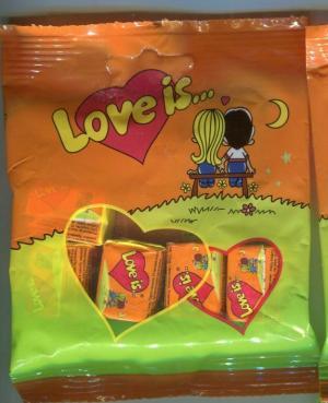 Жевательная резинка 2013  Love is апельсин и ананас, 5 шт. в пакете