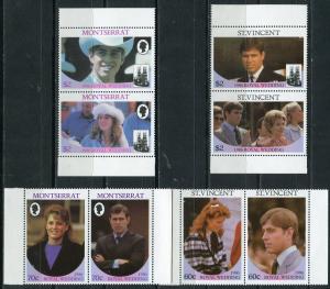 Набор иностранных марок 1986  Свадьба принца Эндрю и Сары Фергюсон, комплект из 8 марок