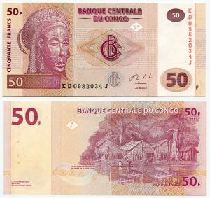 Банкнота иностранная 2013  Конго, 50 франков