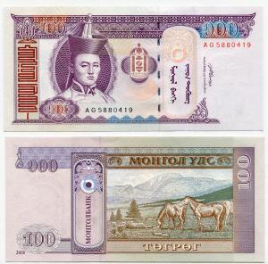 Банкнота иностранная 2008  Монголия, 100 тугриков