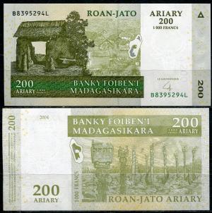 Банкнота иностранная 2004  Мадагаскар, 200 ариари