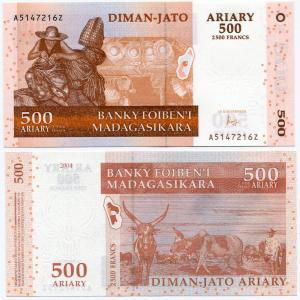 Банкнота иностранная 2004  Мадагаскар, 500 ариари