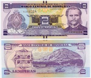 Банкнота иностранная 2012  Гондурас, 2 лемпира