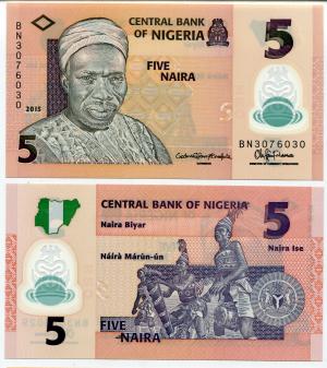 Банкнота иностранная 2015  Нигерия, 5 найра