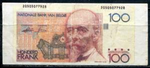 Вкладыш от жевательной резинки   Деньги, 100 франков, Бельгия