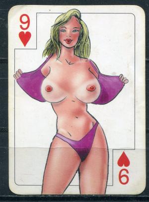 Вкладыш от жевательной резинки 1997  Strip Poker, карта, девять черви