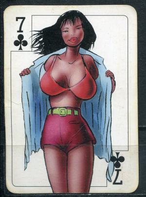 Вкладыш от жевательной резинки 1997  Strip Poker, карта, семь крести