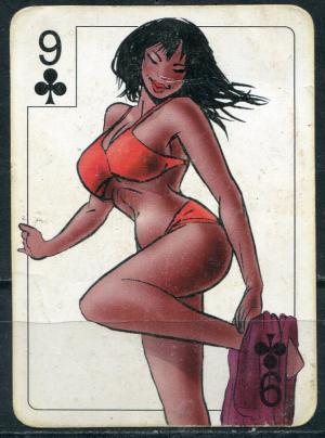 Вкладыш от жевательной резинки 1997  Strip Poker, карта, девять крести