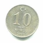 Монета 2005  10 курушей, Турецкая Республика